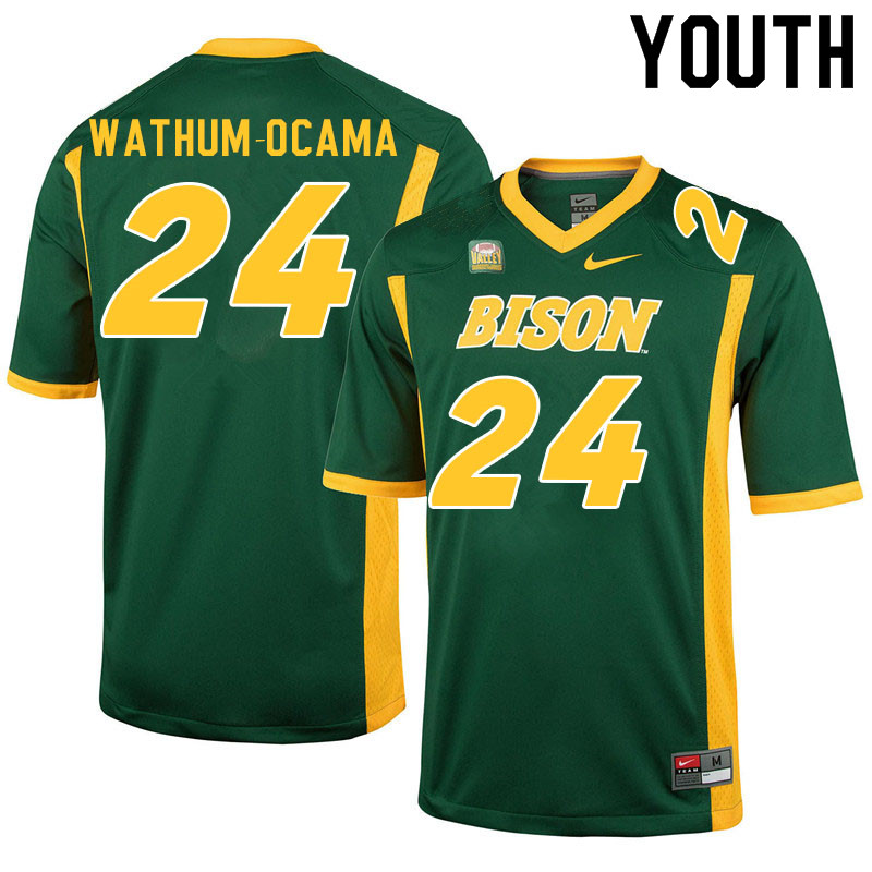 Youth #24 Jenaro Wathum-Ocama North Dakota State Bison College Football Jerseys Sale-Green - Click Image to Close